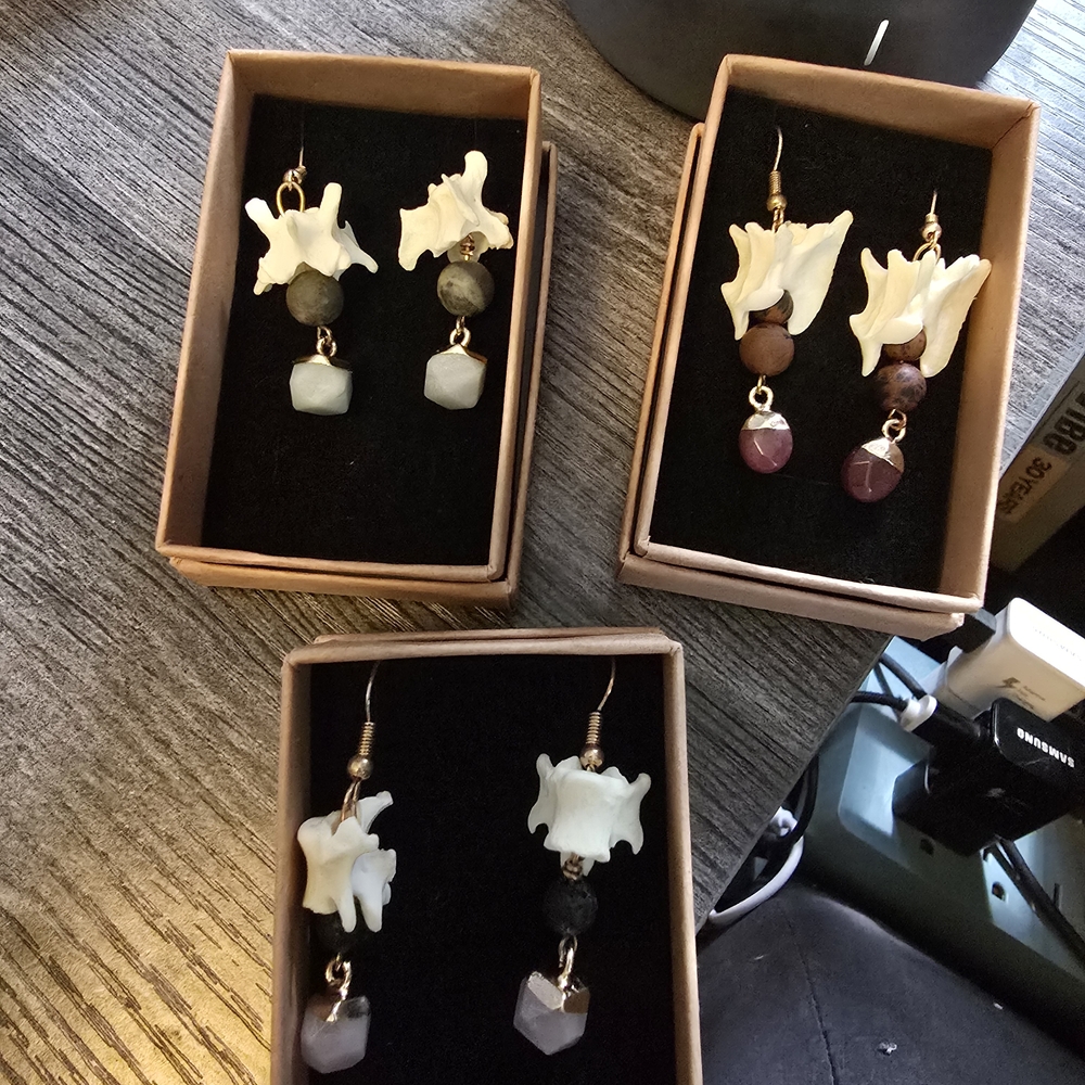 Handmade Bone And Crystal Earrings From Norway!